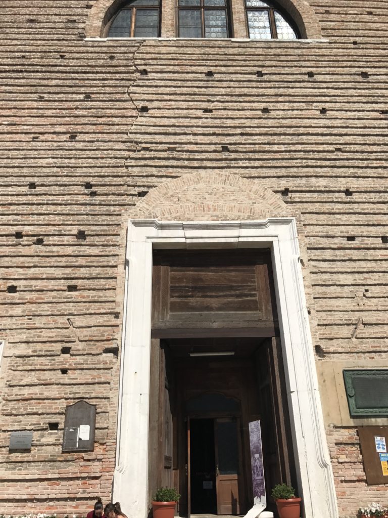 Saint Pantaleone Church (San Pantalon) in Venice. Check the holes on the exterior stucco.