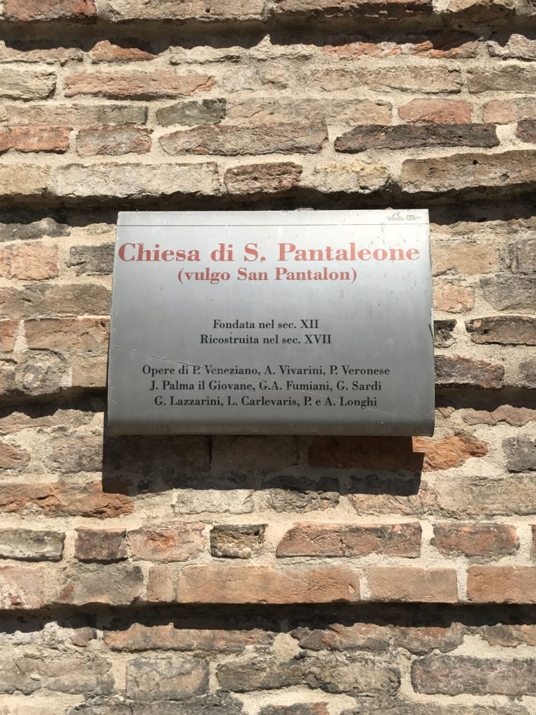 All churches in Venice have a plaque like this with the name, date and artist names.