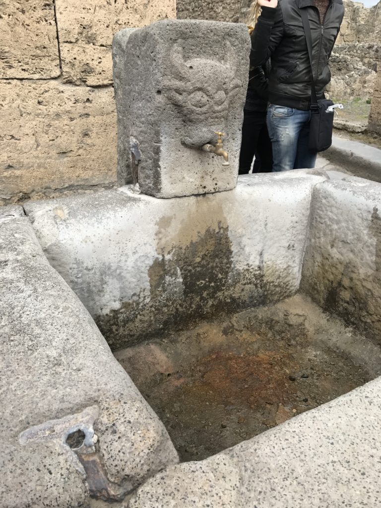 The fountains were the primary source for fresh and clean drinking water for Pompeiians. Even today these fountains are a source of delightful, cool water for tourists.