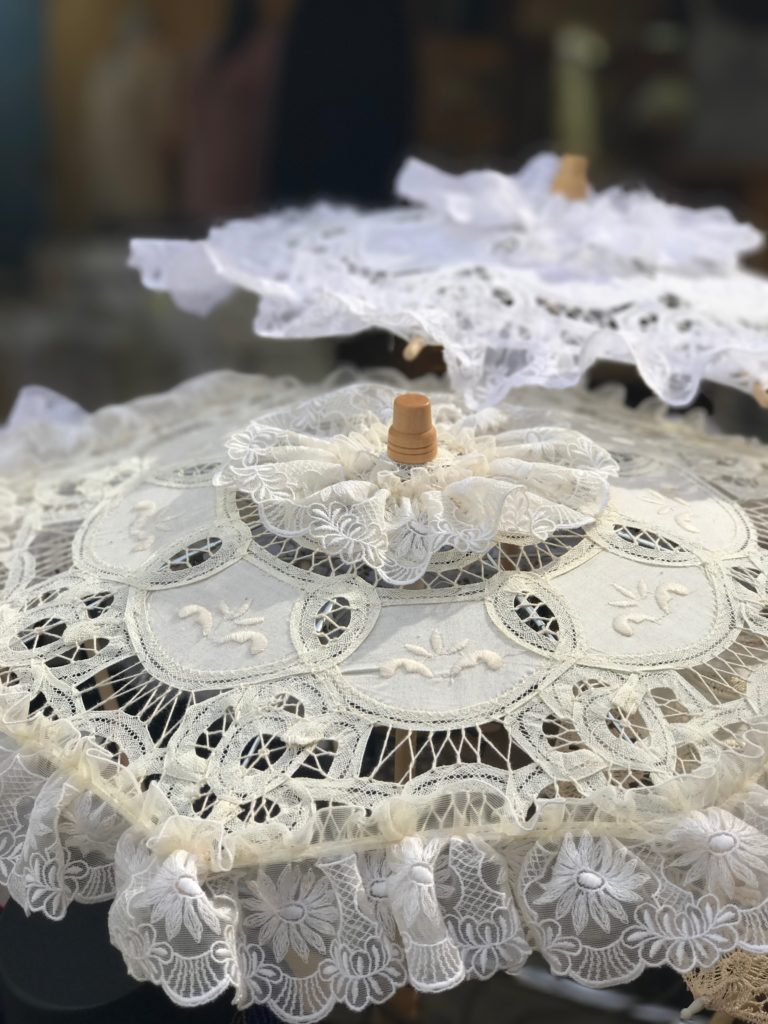 A fancy umbrella from Burano's lace artists. 