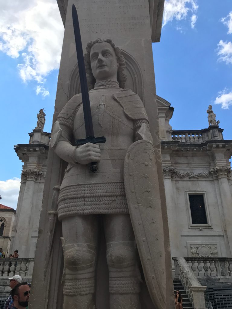 St Laurence's column was built to pay respect for his work. At his feet is a line of the same length as his arm. Ivana, our guide has yet to come across anyone with a length remotely close to it. 