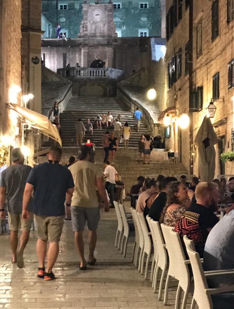 Steps in Dubrovnik, mini replica of the Spanish Steps in Rome and vibrant cafe scene 