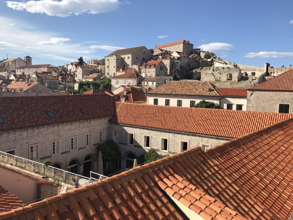 The wall round Dubrovnik is higher than the buildings so it gives a great view of the old city and surrounding areas. 