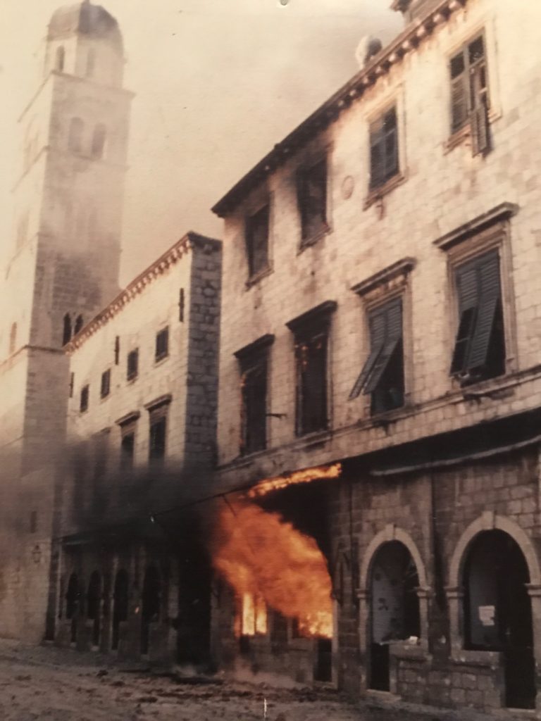 The shops that look so pretty now were all burnt down by the Serbian war planes. 