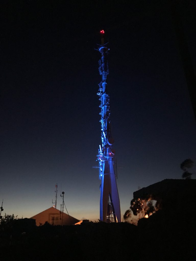 The communication tower now stands tall