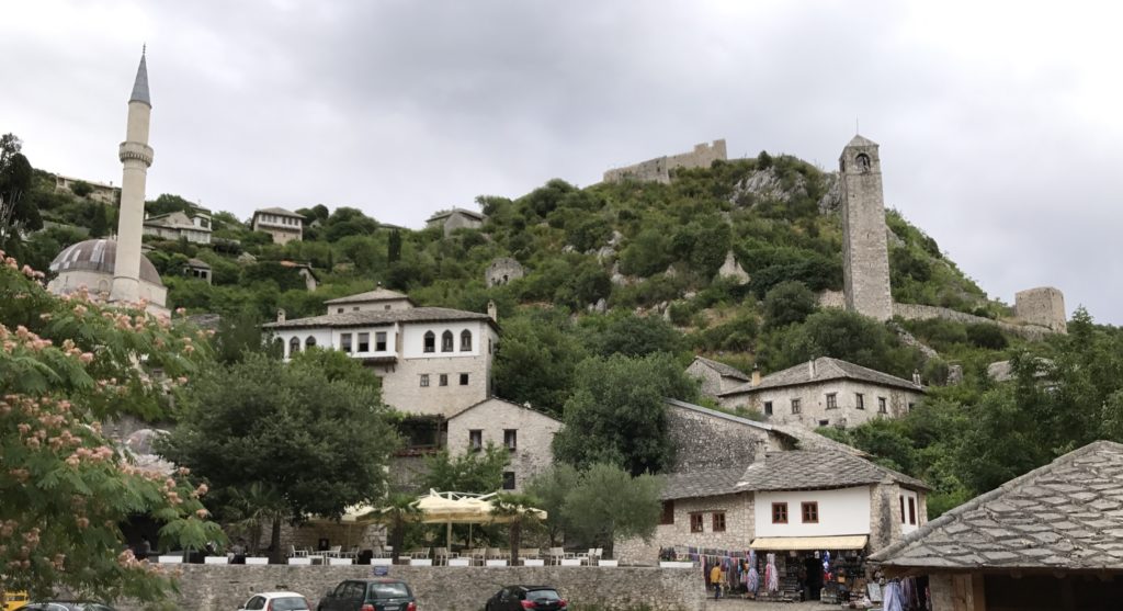 Looking up the hill from the street on to Pocitelj, the Muslim and Christian influences are obvious.