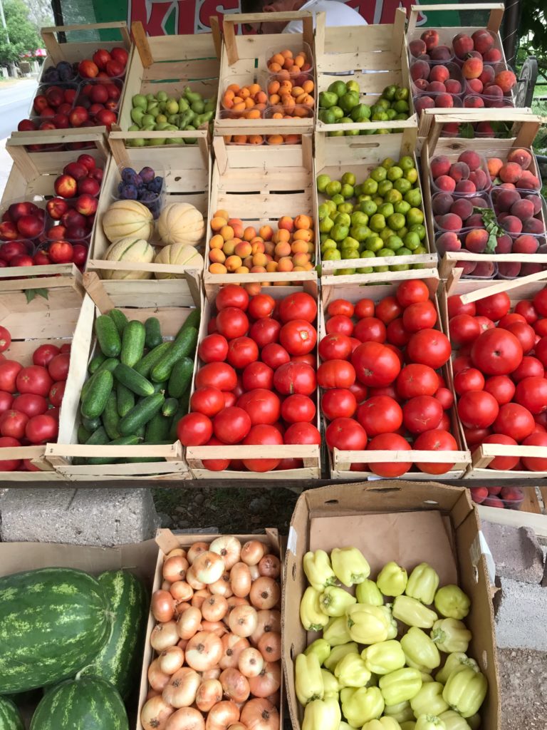 One of the many fruit and vegetable stalls on the roadside near Pocitelj. Organic and fresh by necessity. Delicious as a result.