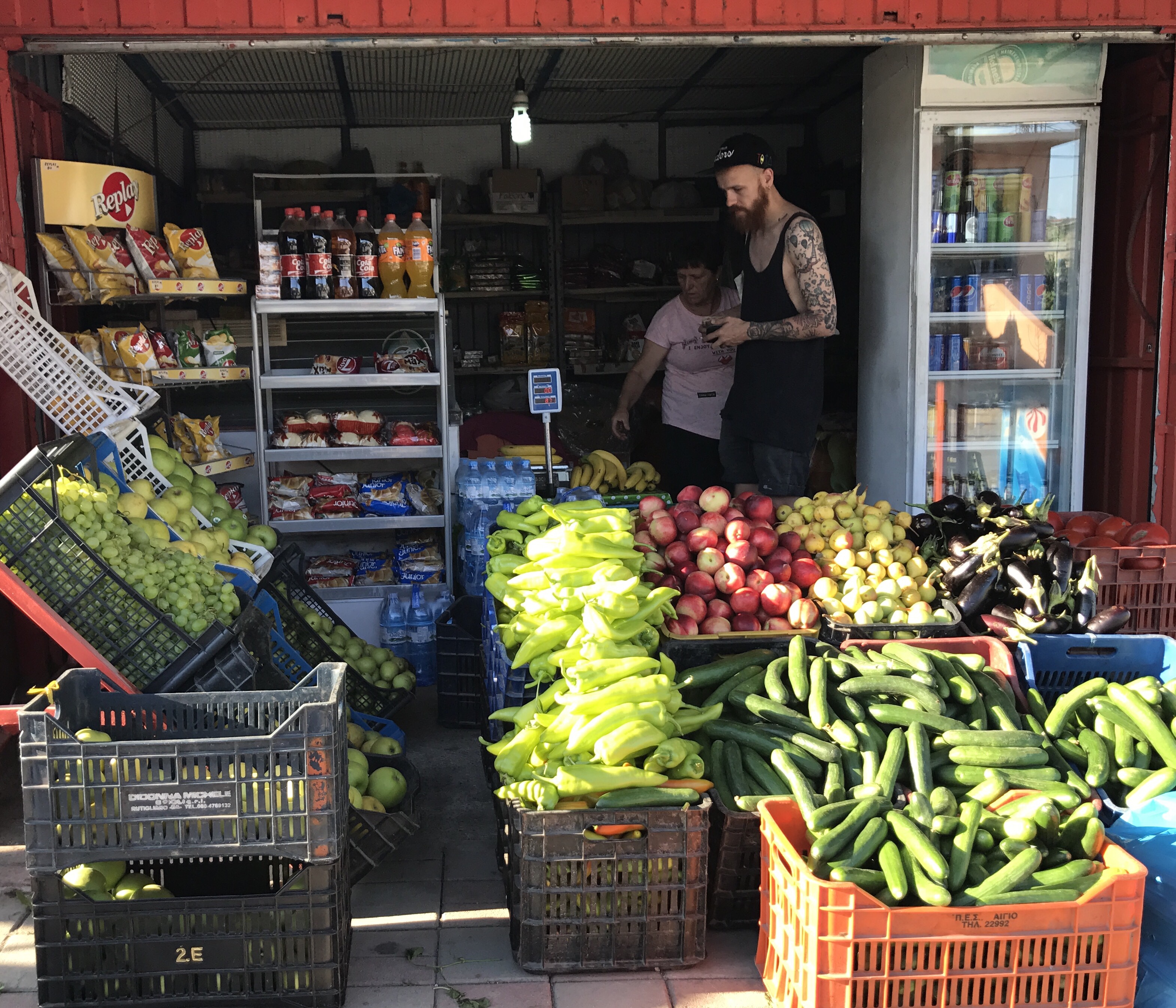 Along the way from Skhoder to Lake Komani we stopped in a small town and sure enough it has a fresh vegetable stand, to pick delicious snacks for the day trip. 