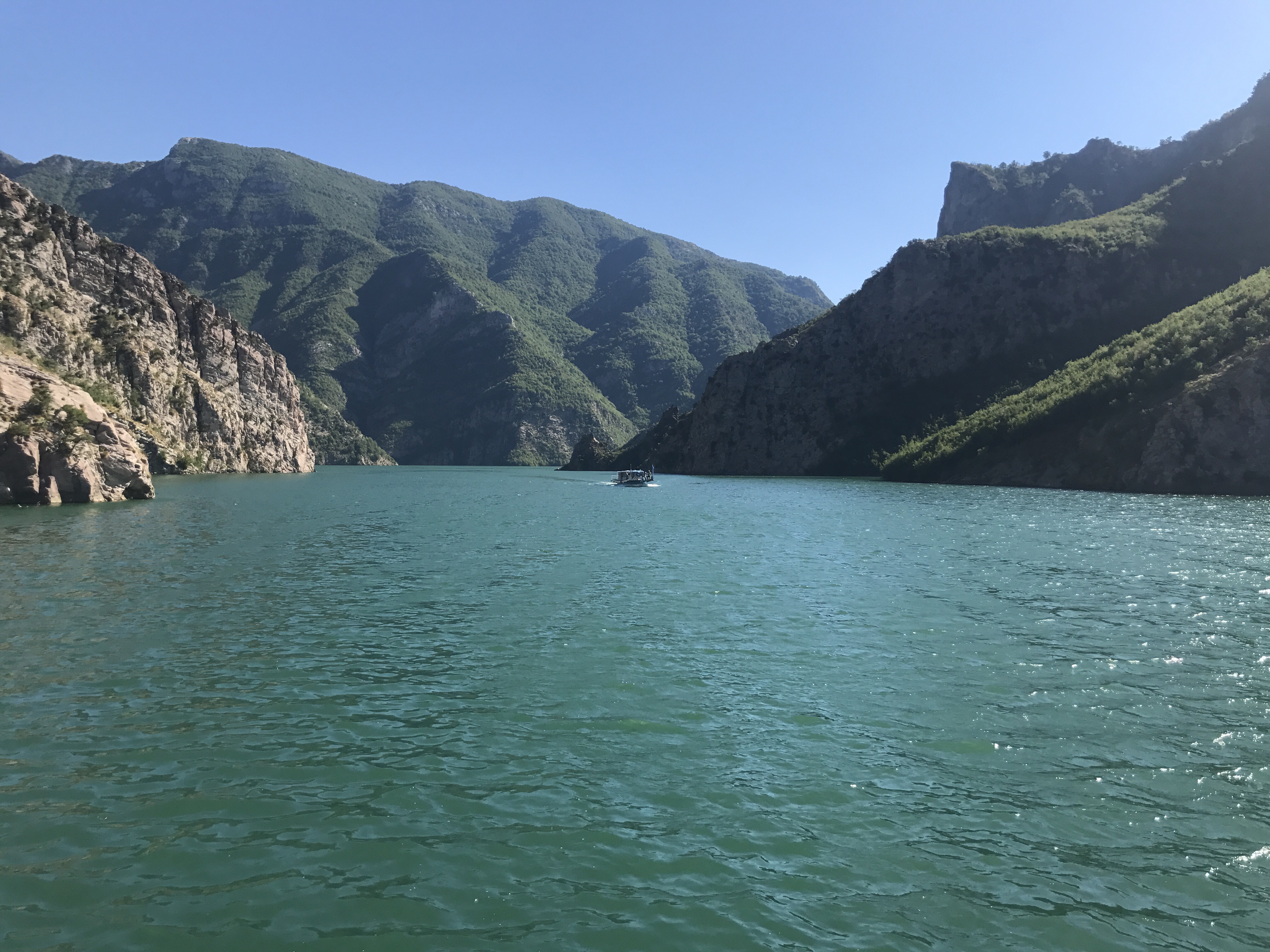 Lake Komani is stunning. We take a 2 1/2 drive to the other end. Where many traveler get off to go on a multi day hike and stay in a remote Albanian village. 