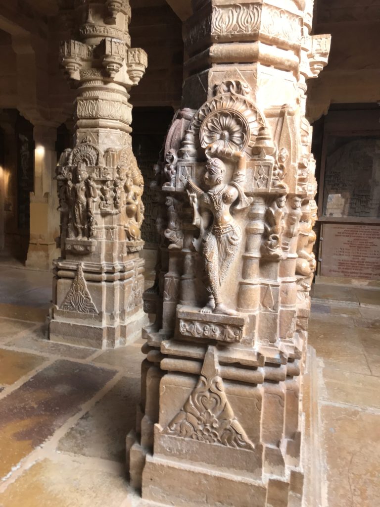 Figures of beautiful dancing women cover many pillars in Jain temples, a top tourist attraction of Jaisalmer.