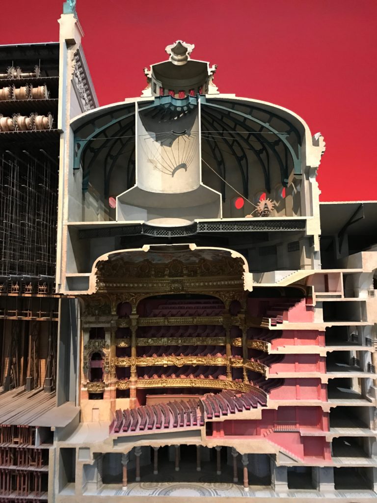 The grand audience seating in the Paris Opera house