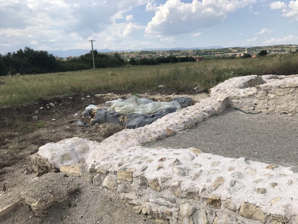 This recent discovery, in the Roman settlement in Kosovo, looks like a well. It's covered with a plastic sheet as the excavation continues. 