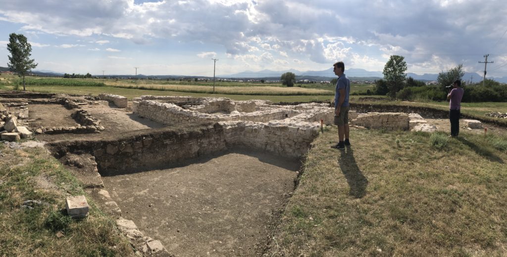 Walls of what looks like a villa in a Roman settlement in Kosovo.