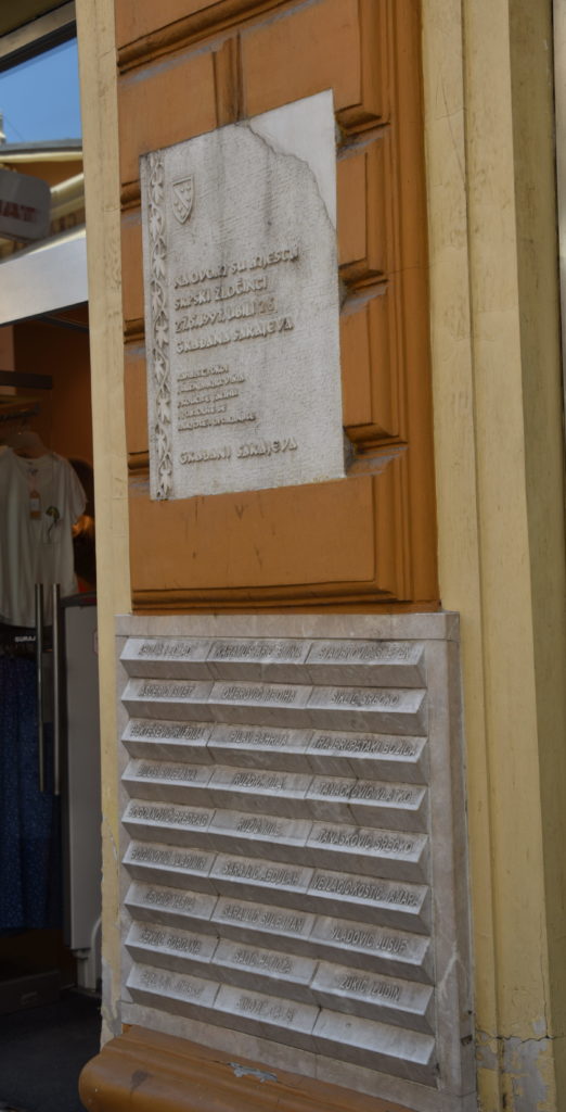 Memorial for people shot when standing in line for bread.