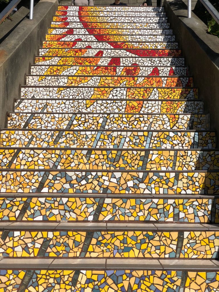 The Sun at the top of 16th Avenue Tiled Steps