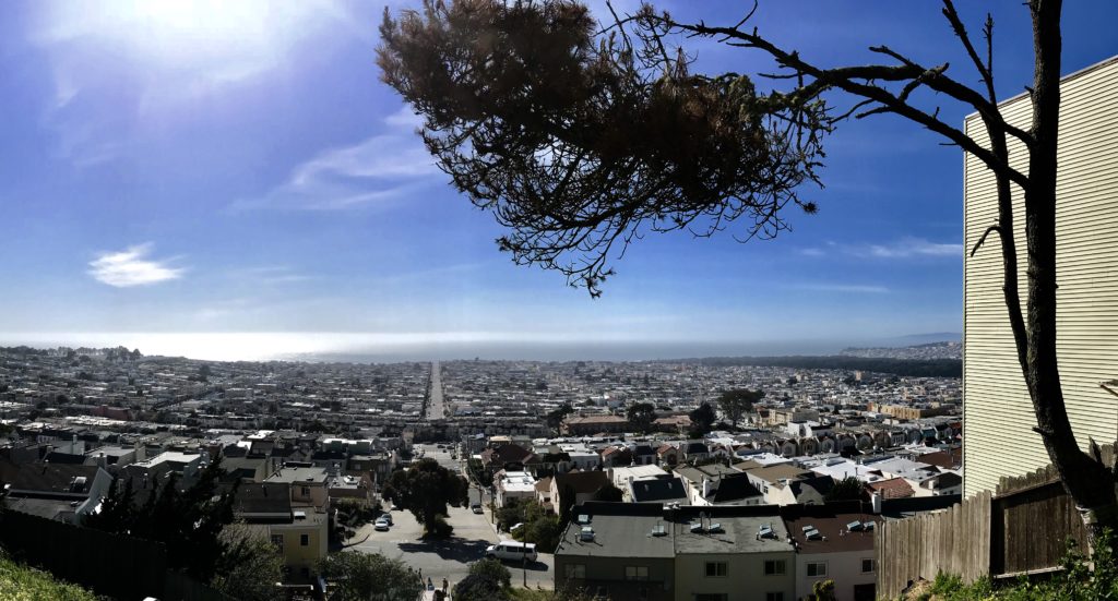 Looking down from the 16th Avenue Tiled Steps in San Francisco.