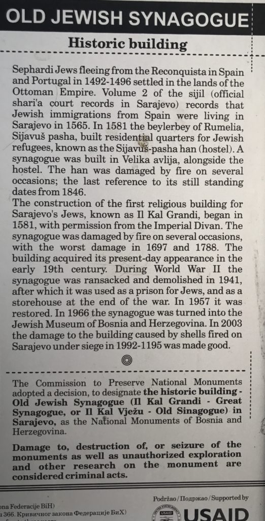 A little history of the old Jewish synagogue in Sarajevo 