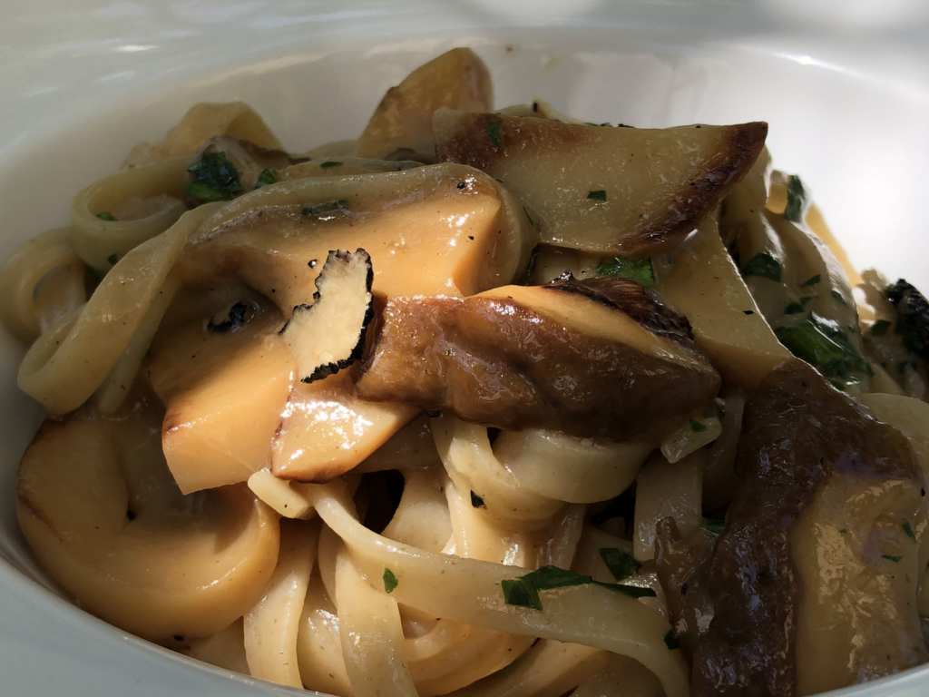 Linguine with truffles, wild mushrooms and local Italian herbs.