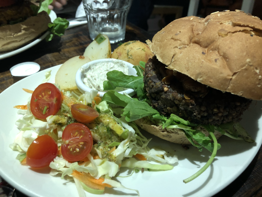 A delicious and huge Cuban burger dish in Grassy Hopper in Gzira, Malta.