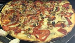 A traditional vegan Maltese Ftira at Mekren's Bakery in Nadur, Gozo