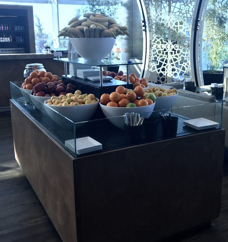 The fruit cart in the Turkish Air Lounge is perfect for a refreshing snack.