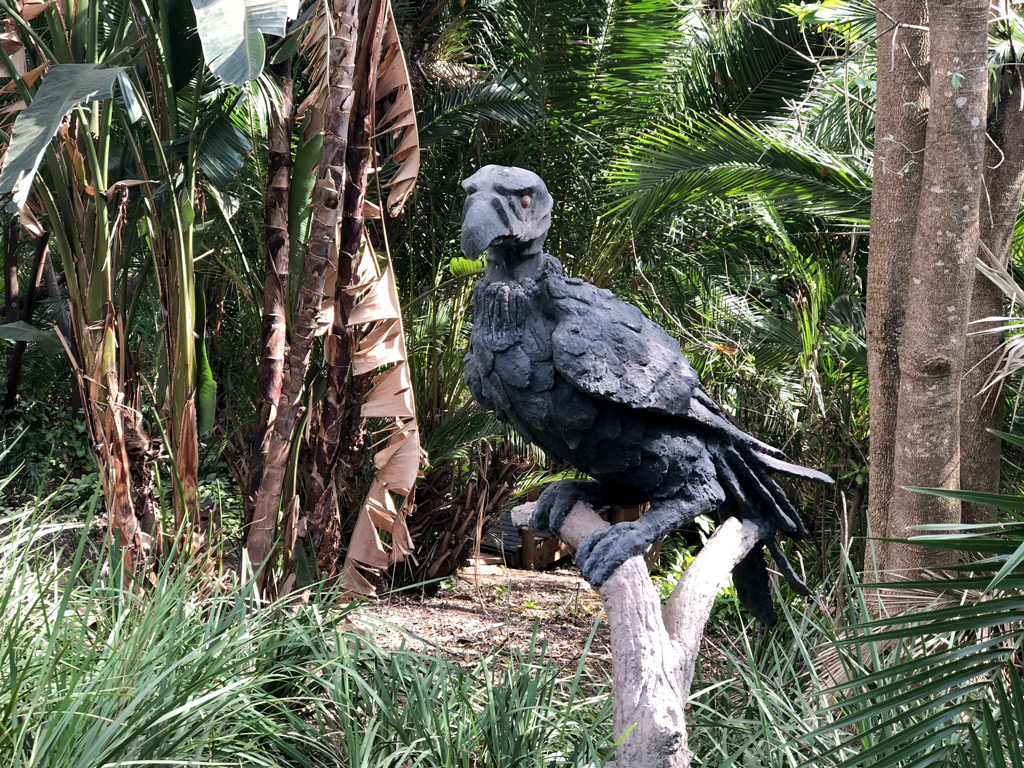 One of the many outdoor sculptures of wildlife in Protea hotel by Kriger National Park. 