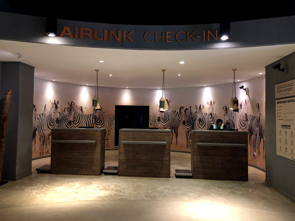 The Skukuza Airport check-in desk looks more like a hotel registration desk than an airport check-in desk.