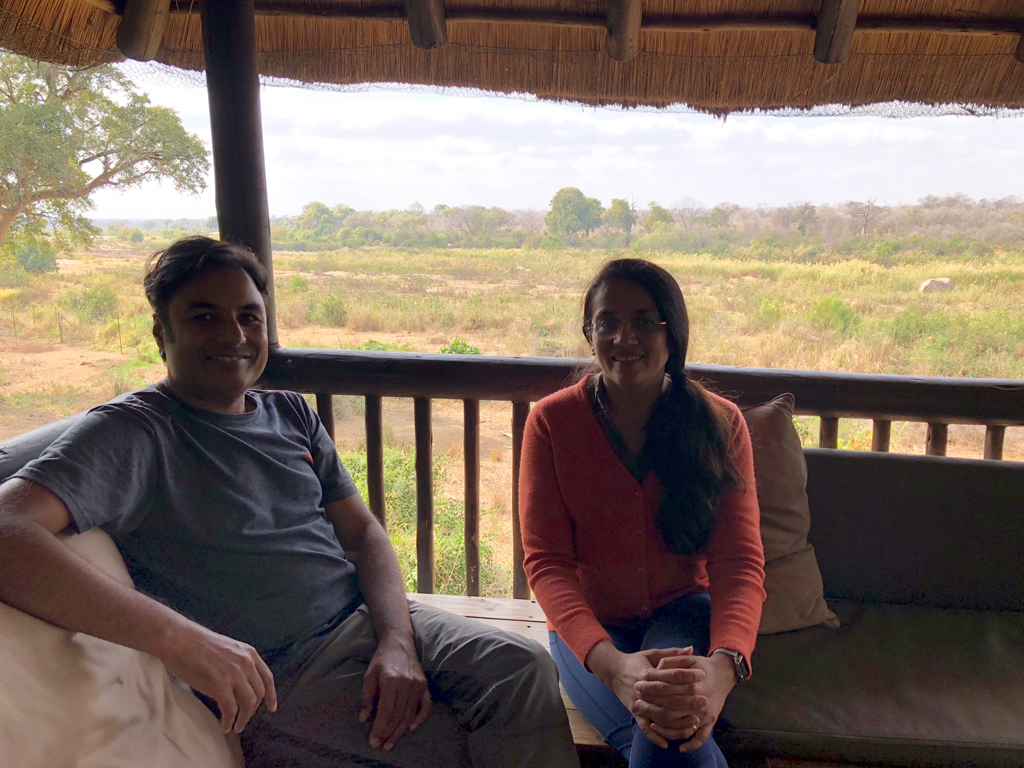 Lounging in the huts at the edge of Protea hotel, overlooking Kruger National park and wildlife beneath.