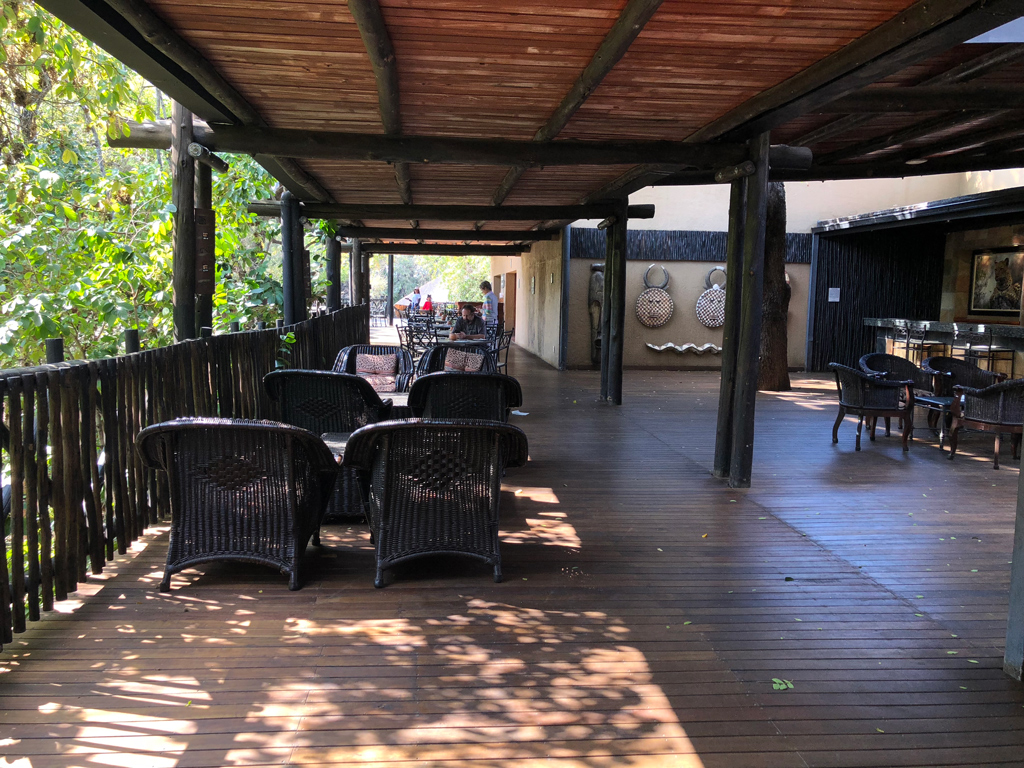 One of many outdoor sitting areas in Protea hotel near Kruger National Park.