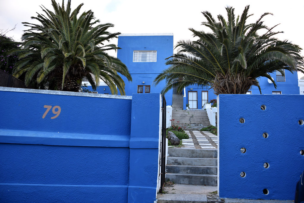 A large and beautiful blue house in Bo-Kaap, Cape Town.