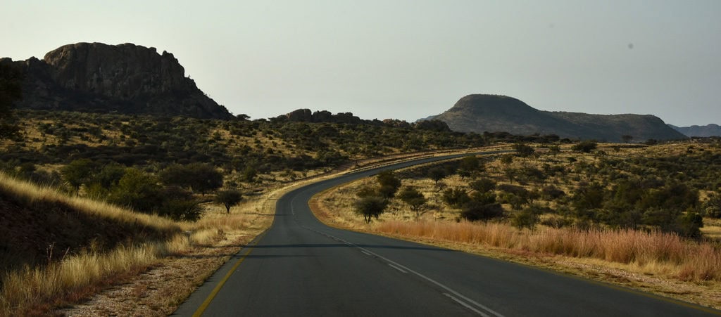 Driving toward Namib-Naukluft National Park, Namibia