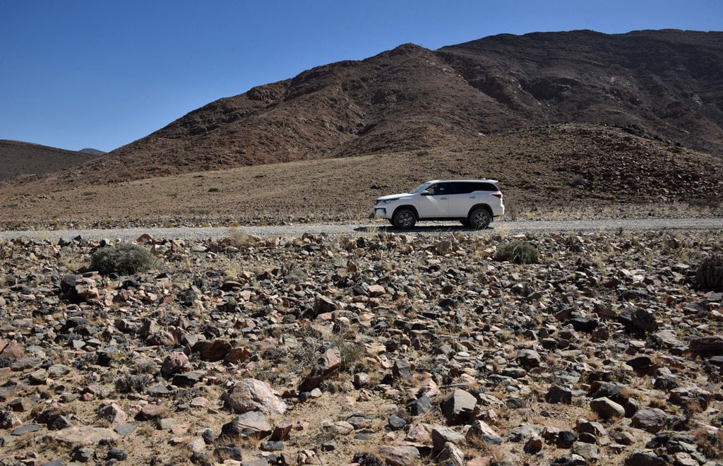 Rental SUV prepared for the drive to Namib-Naukluft National Park