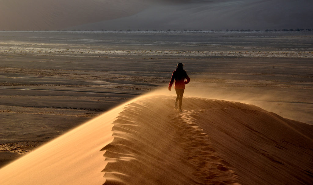 Standing alone on Dune 45 in Namib-Naukluft National Park
