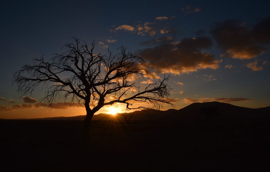 Sunset over Sossusvlei near Dune 45, Namib-Naukluft National Park