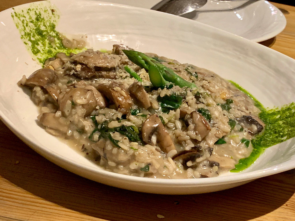 Mushroom, spinach, asparagus, and walnut Risotto in Ao 26 Vegan Food Project