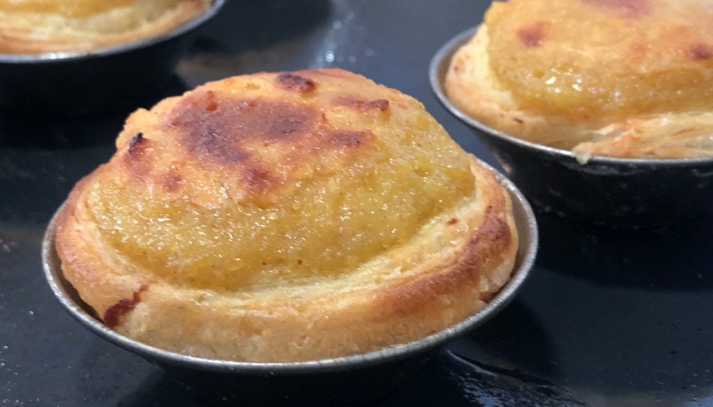pastel de nata made completely plant-based during our cooking class