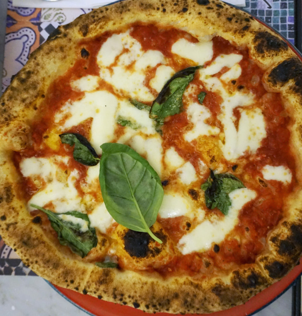 A traditional margherita pizza