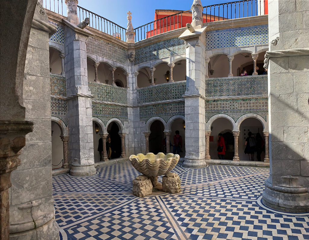 The square in the middle of Pena Palace is paneled with stunning tile work!