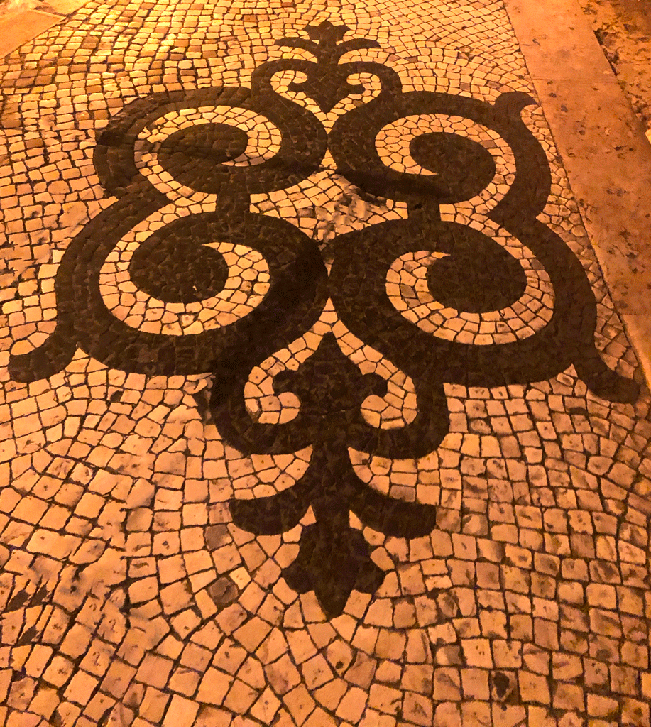 Pavement tiles outside historic Igreja da Madalena (Magdalene Church).