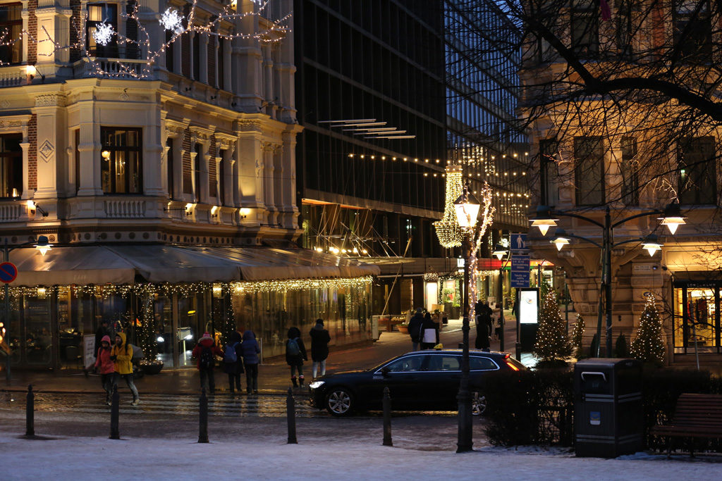 Helsinki streets by night.