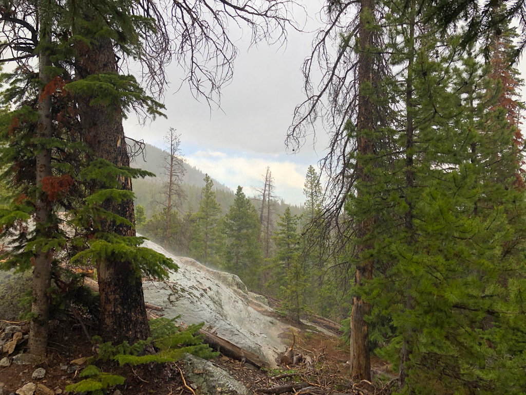 Afternoon showers in the mountains in Wild Basin at Rocky Mountain National Park.