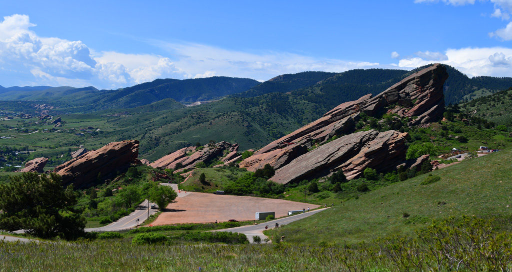 Looking down at the Red Rock Amphitheater, from a hiking trail that I started in the 