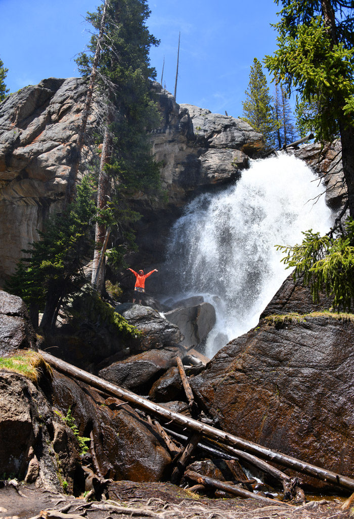 Ouzel Falls gushing water in Wild Basin, Colorado.