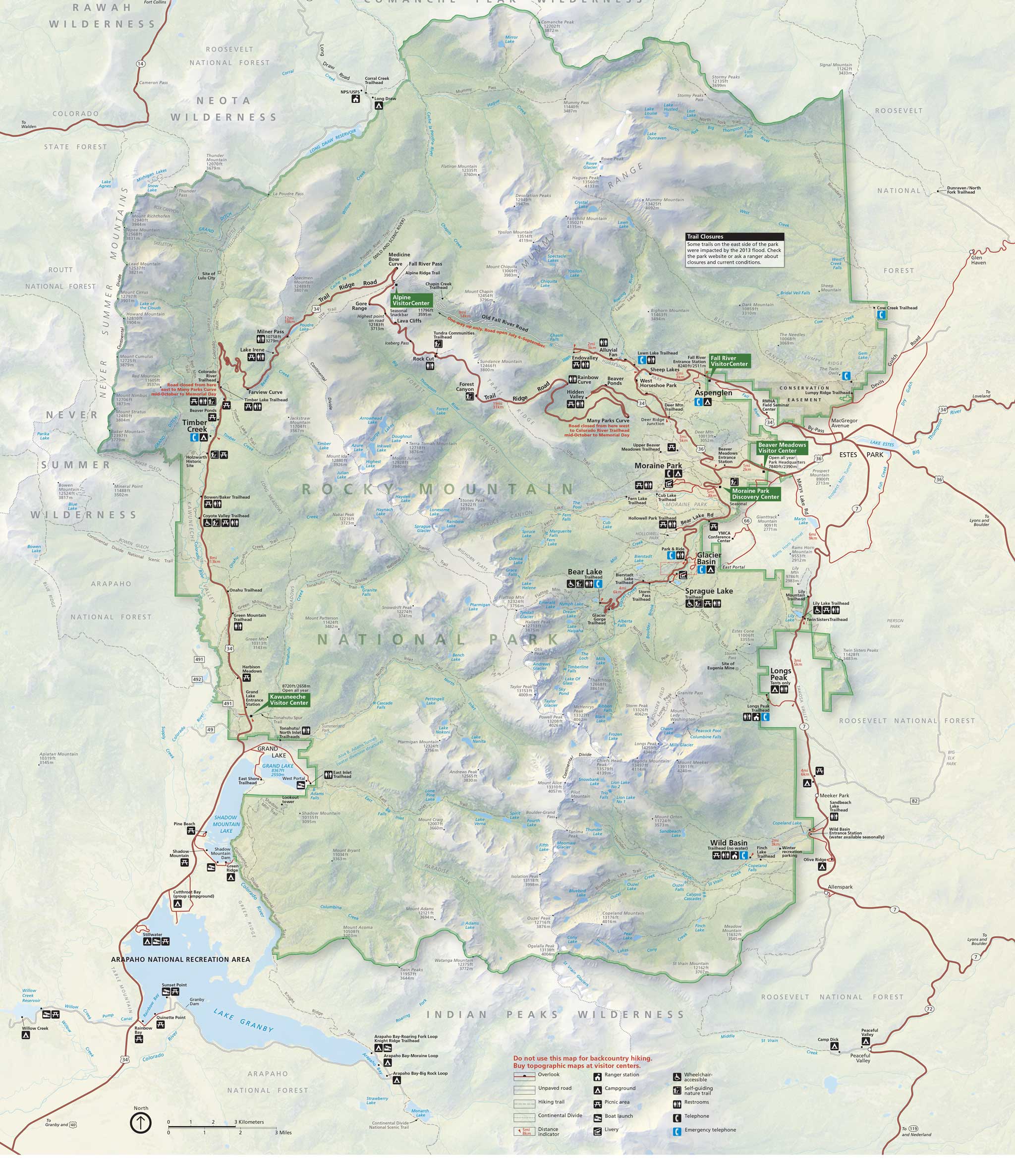 Map of Rocky Mountain National Park. (Source National Park Service)