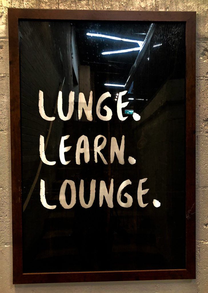 Lunge, Learn, Lounge  sign in SCP Hotel