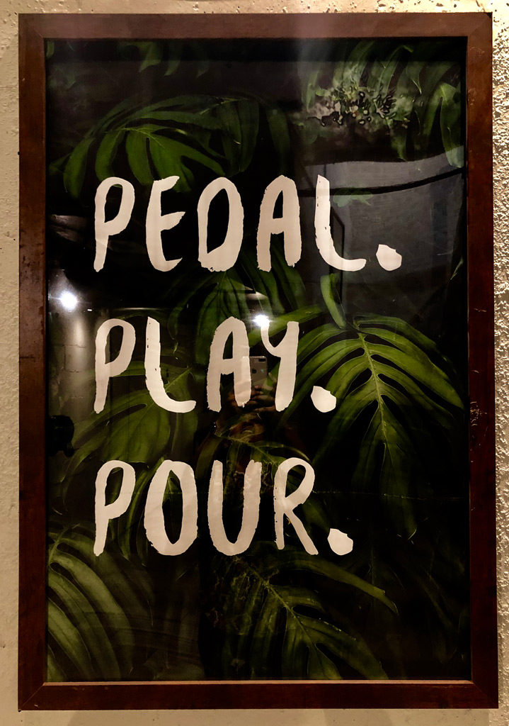 Pedal, Play, Pour sign in SCP Hotel