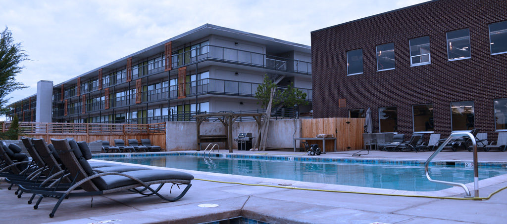 Outdoor swimming pool was almost ready at SCP in Colorado Springs.