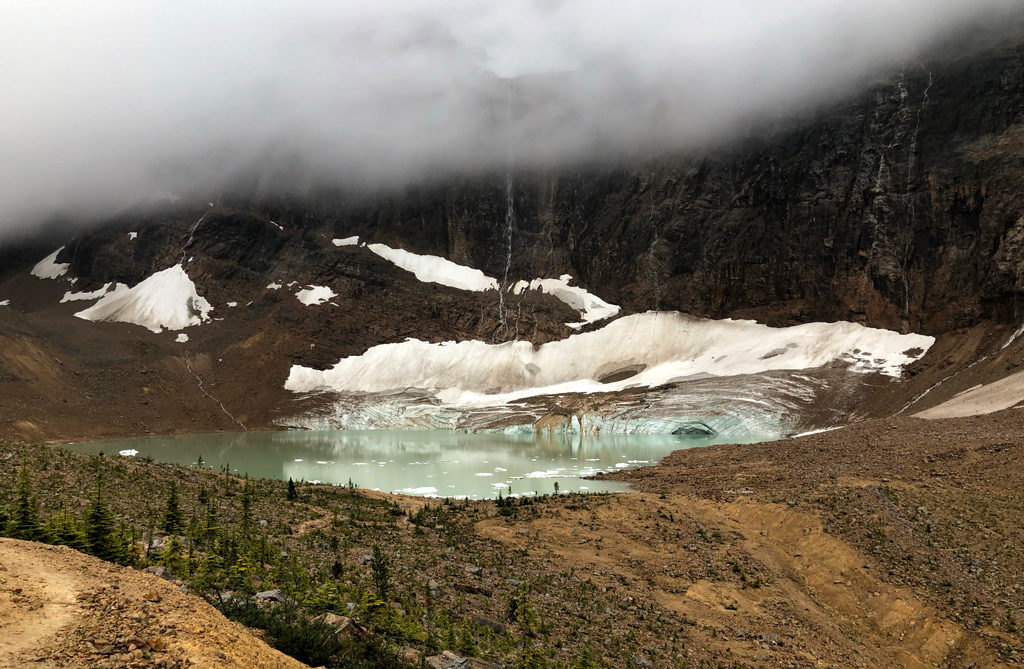 Mount Edith Cavell in Jasper National Park is a source of glacial water and a lovely hike, on the 2nd day of of Canadian Rockies trip.