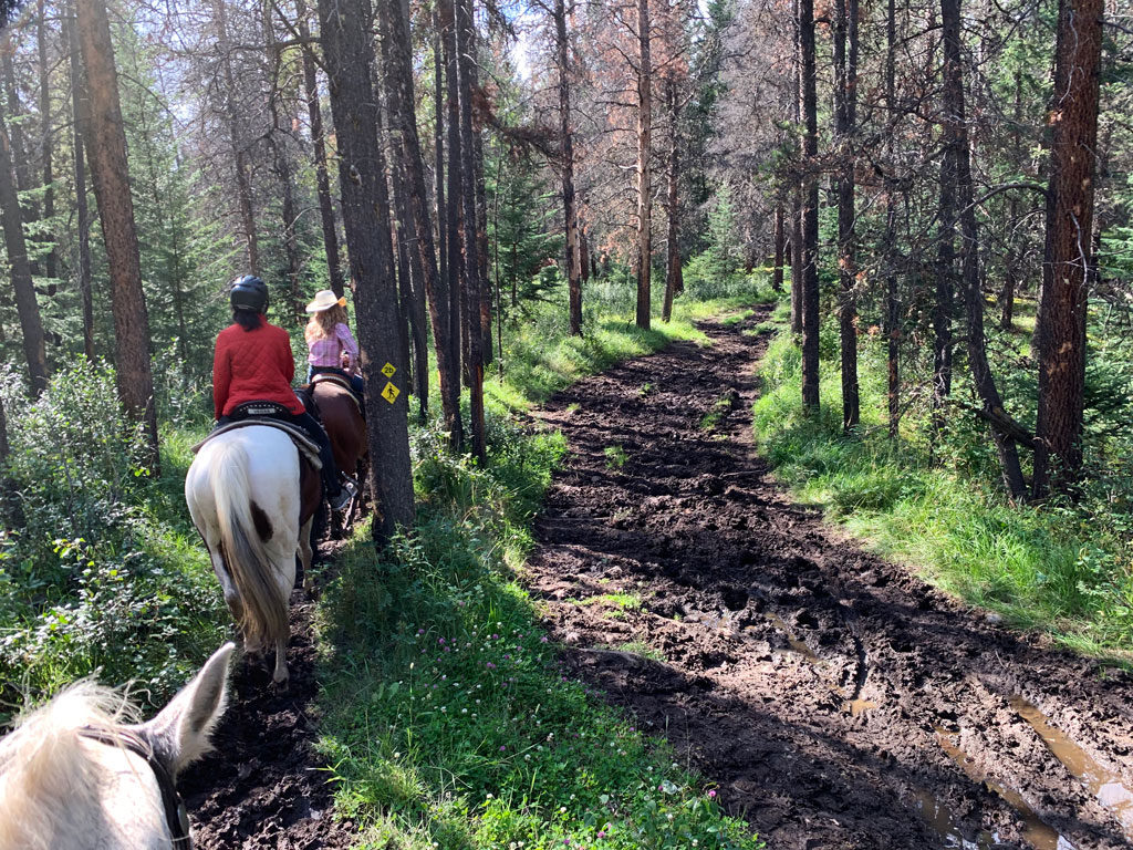 Trail riding near stunning pyramid lake and mountain.