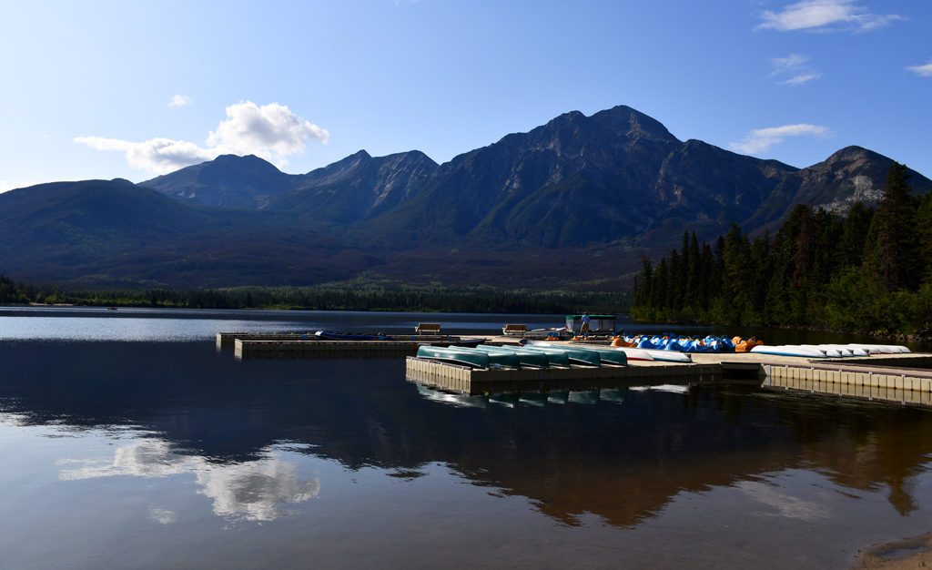 Pyramid Lake, offers fun Jasper activities like canoeing, kayaking, horseback riding, and hiking